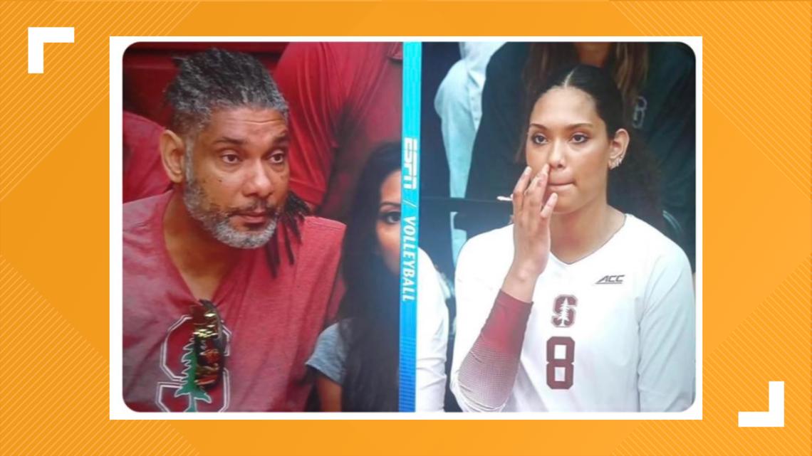 Tim Duncan supports his daughter at Stanford Volleyball match | kens5.com