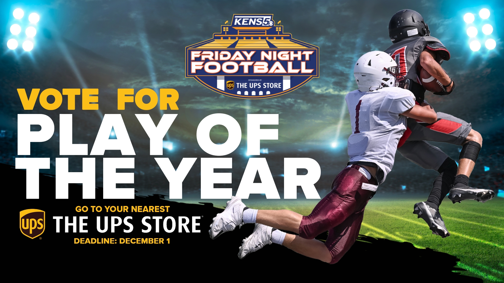 It's time to vote for the KENS 5 Friday Night Football Play of the Year. Scan the QR code at San Antonio-area UPS Store locations!