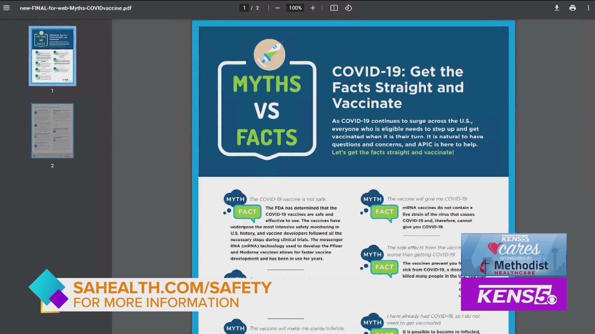 Methodist Healthcare and KENS 5 are teaming up to educate San Antonians about the facts and myths surrounding the Coronavirus vaccine.