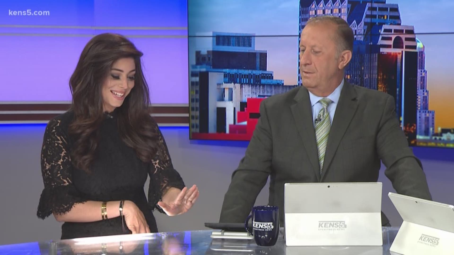 Traffic reporter Niku Kazori shares the news of her engagement with the KENS 5 morning crew.