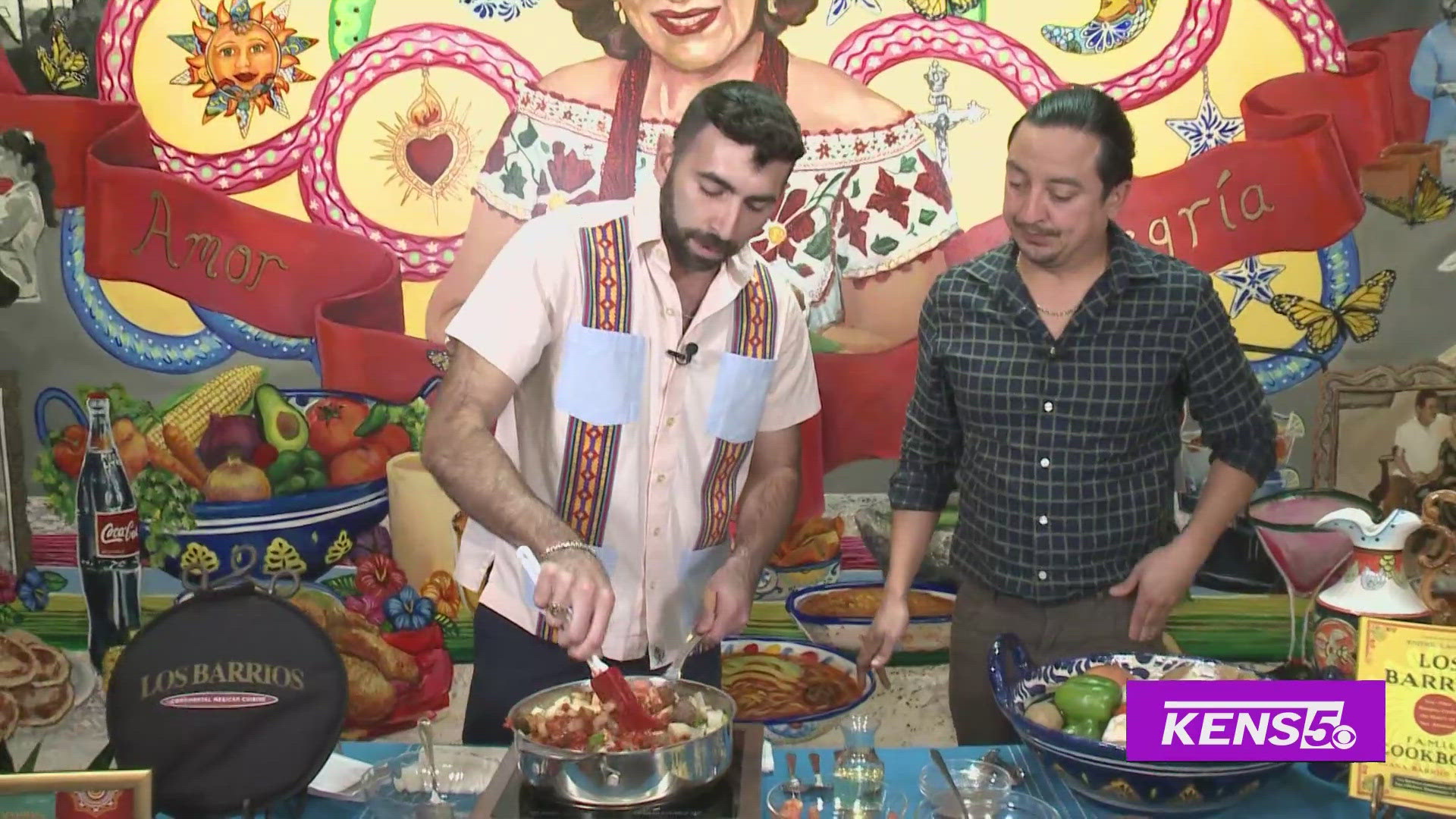 Multi-Skilled Journalist Justin Calderon helps cook a delicious family recipe at Los Barrios.