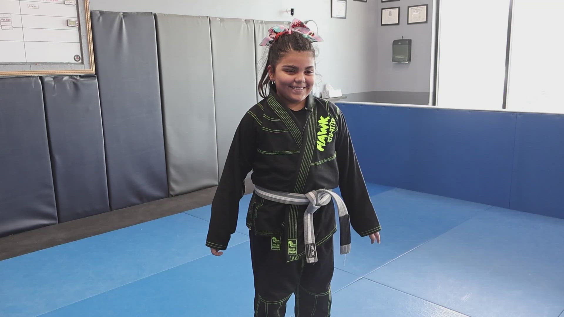 She has been training at Musquiz Jiu Jitsu since she was 3 years old and remains undefeated this year.