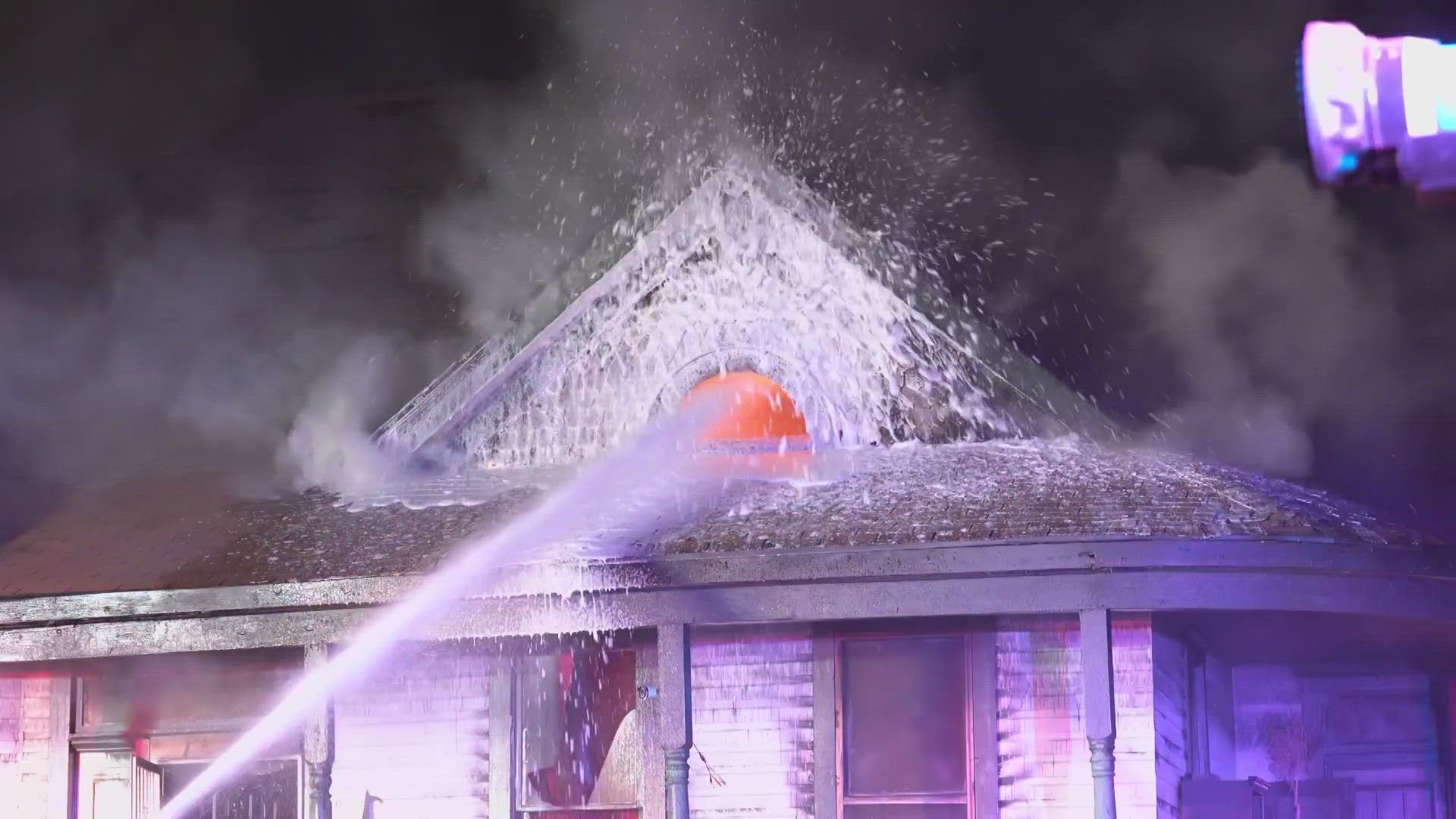 Firefighters had a difficult time fighting the blaze after the flames spread to the attic of the house.