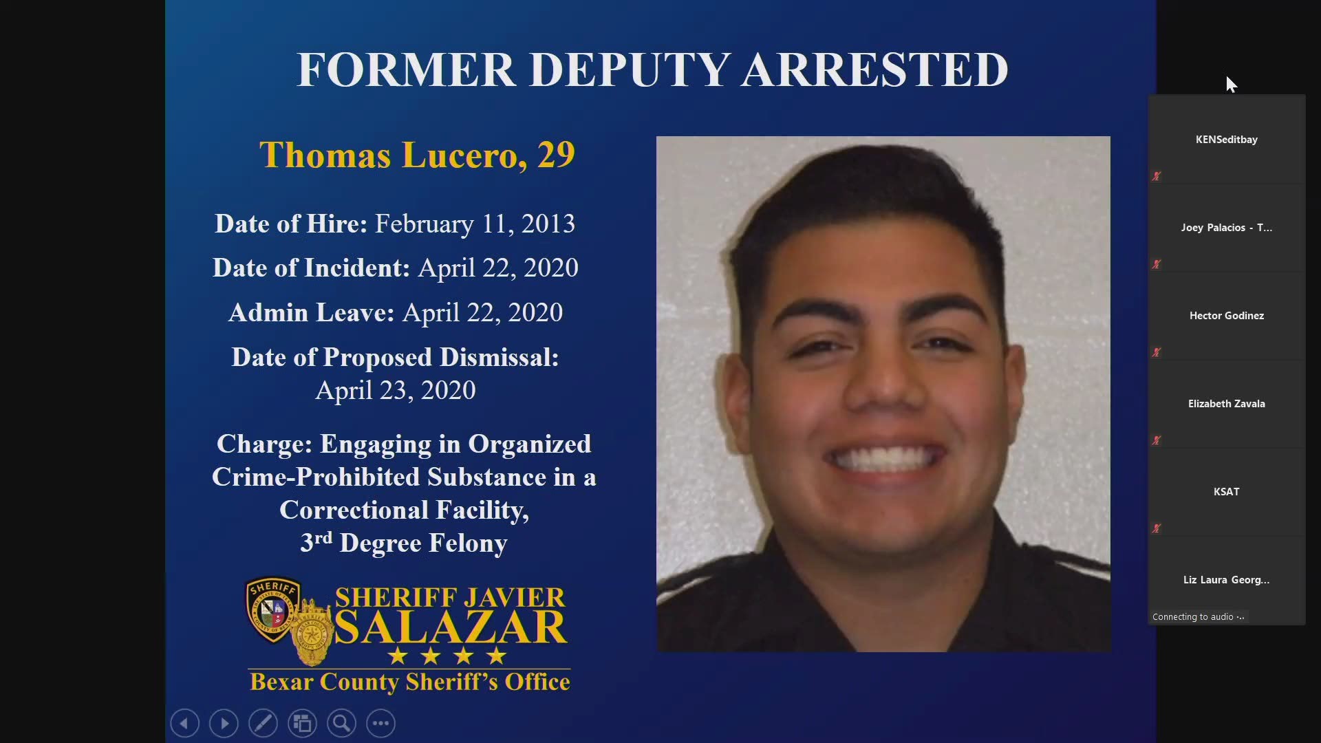 Sheriff Javier Salazar discusses the arrest of former deputy Thomas Lucero, who was arrested and indicted Monday on an Organized Crime charge.