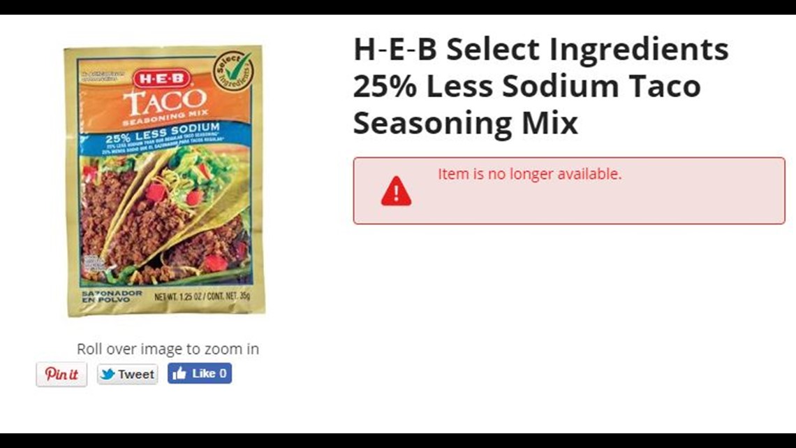 H-E-B 25% Less Sodium Taco Seasoning Mix