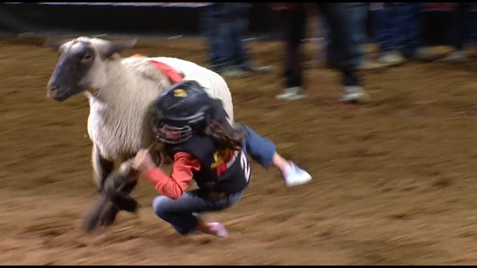 Melody McGowan won Thursday's Mutton Bustin' contest with an 87.5-point ride.