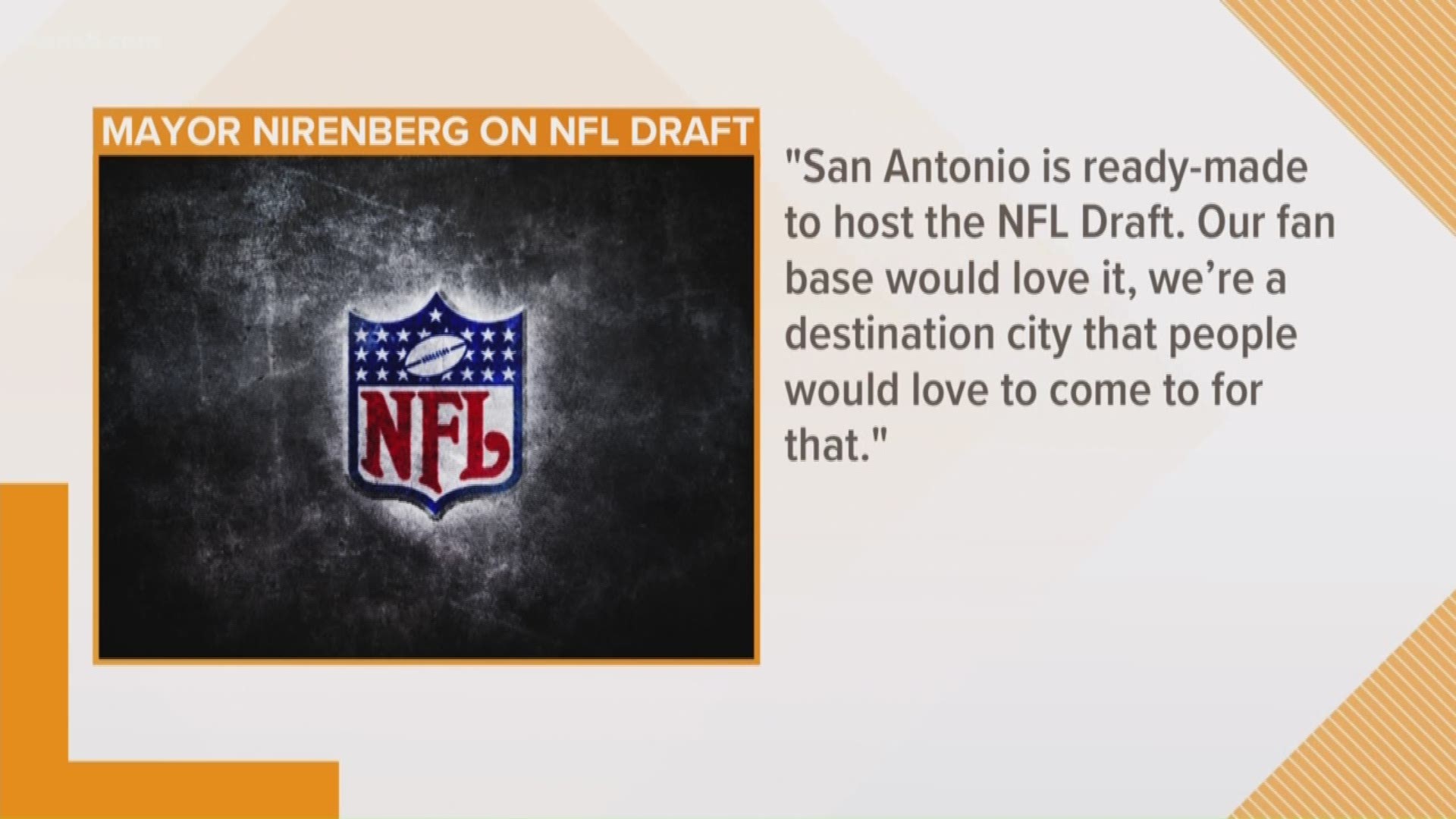 "San Antonio is ready-made to host the NFL Draft." What do you think?