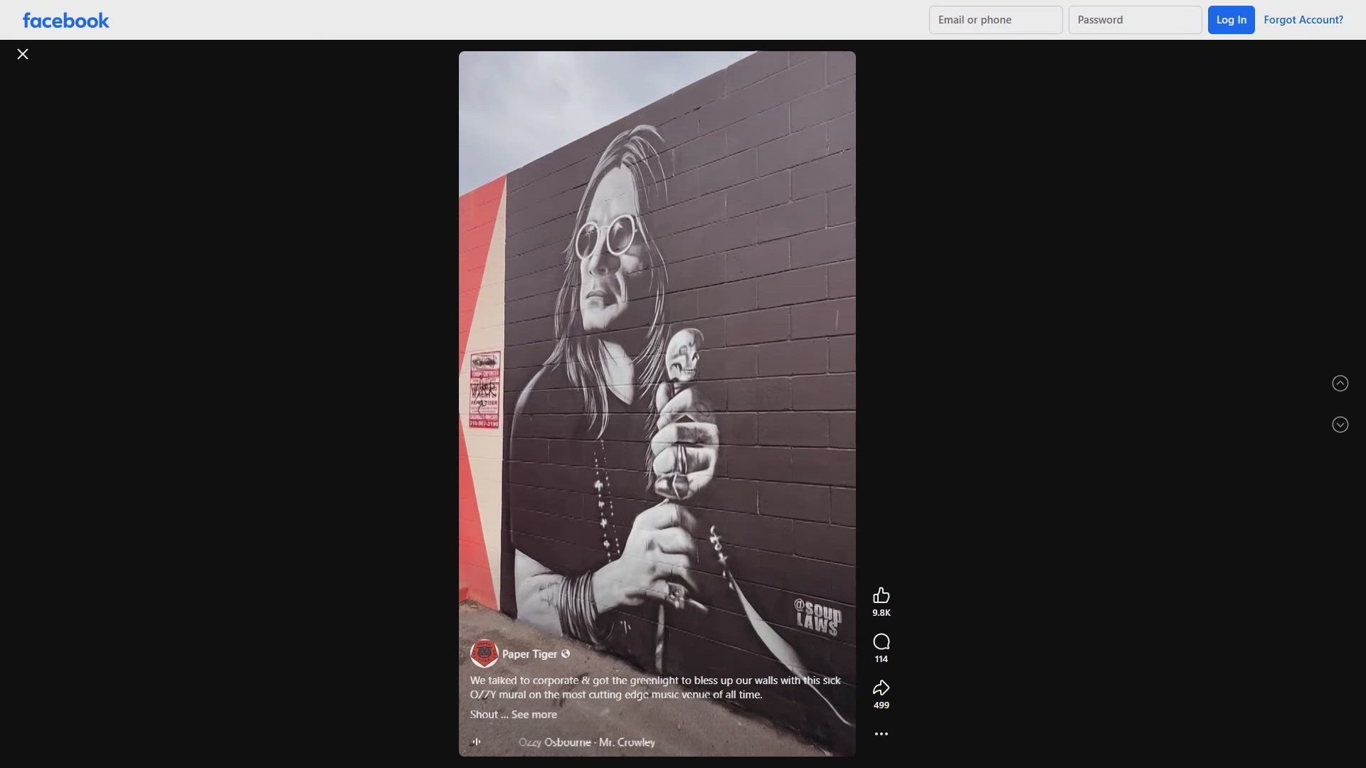 On August 1, Paper Tiger will be honoring Ozzy's memory with a free show.