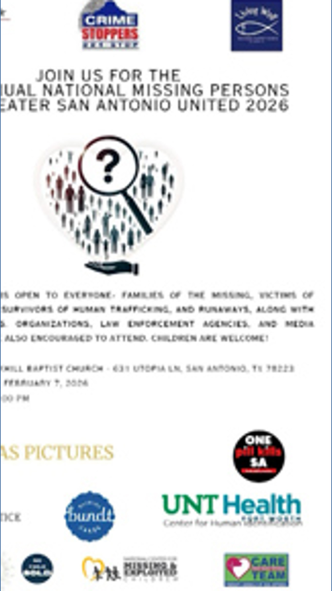 Missing Persons Day event to support families set for Feb. 7 in San Antonio