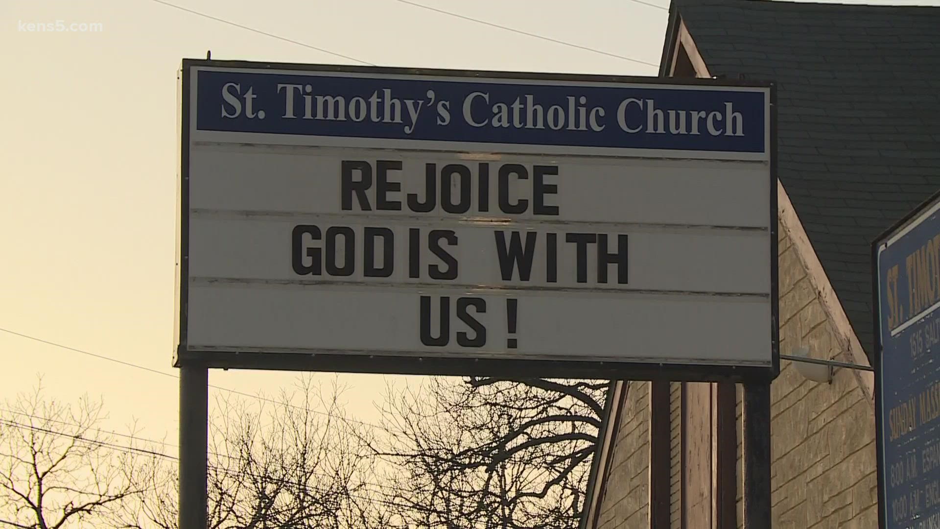 Witnesses said a man came into St. Timothy, made the sign of the cross and gestured that he had a gun, aiming a weapon at the church. No one was hurt.