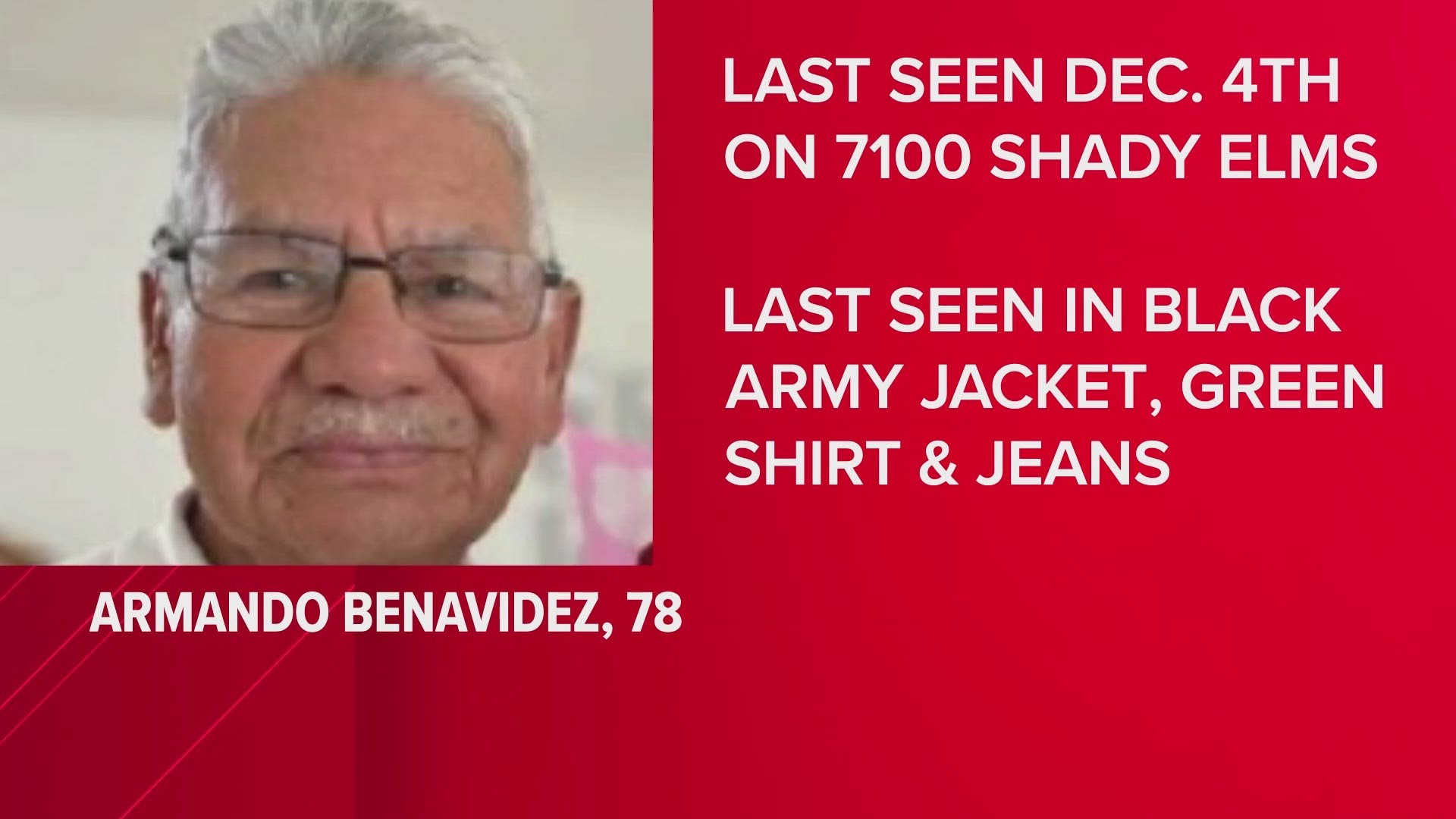 He was last seen near the 7100 block of Shady Elms around 10 a.m.