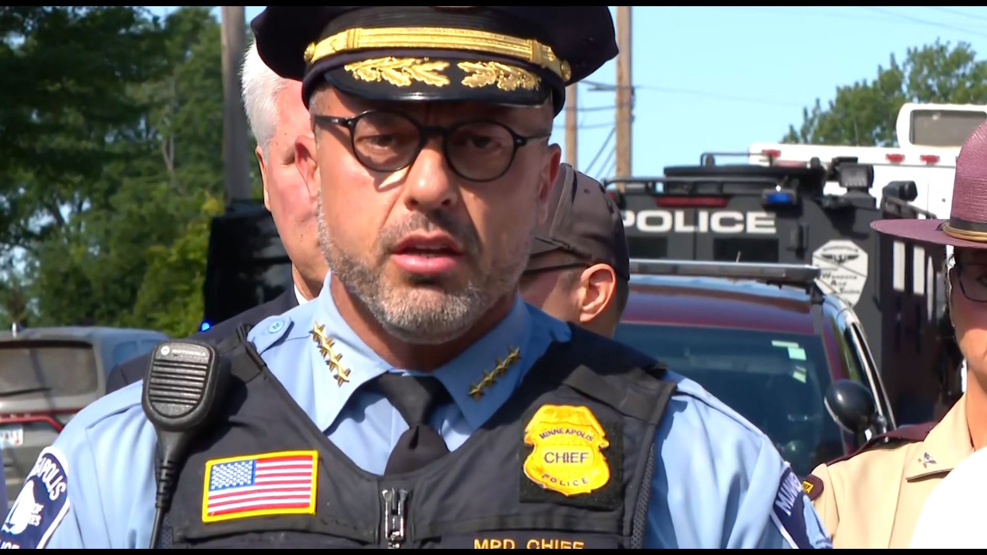Minneapolis Police Chief Brian O'Hara gives an update on the catholic school shooting on August 27, 2025.
