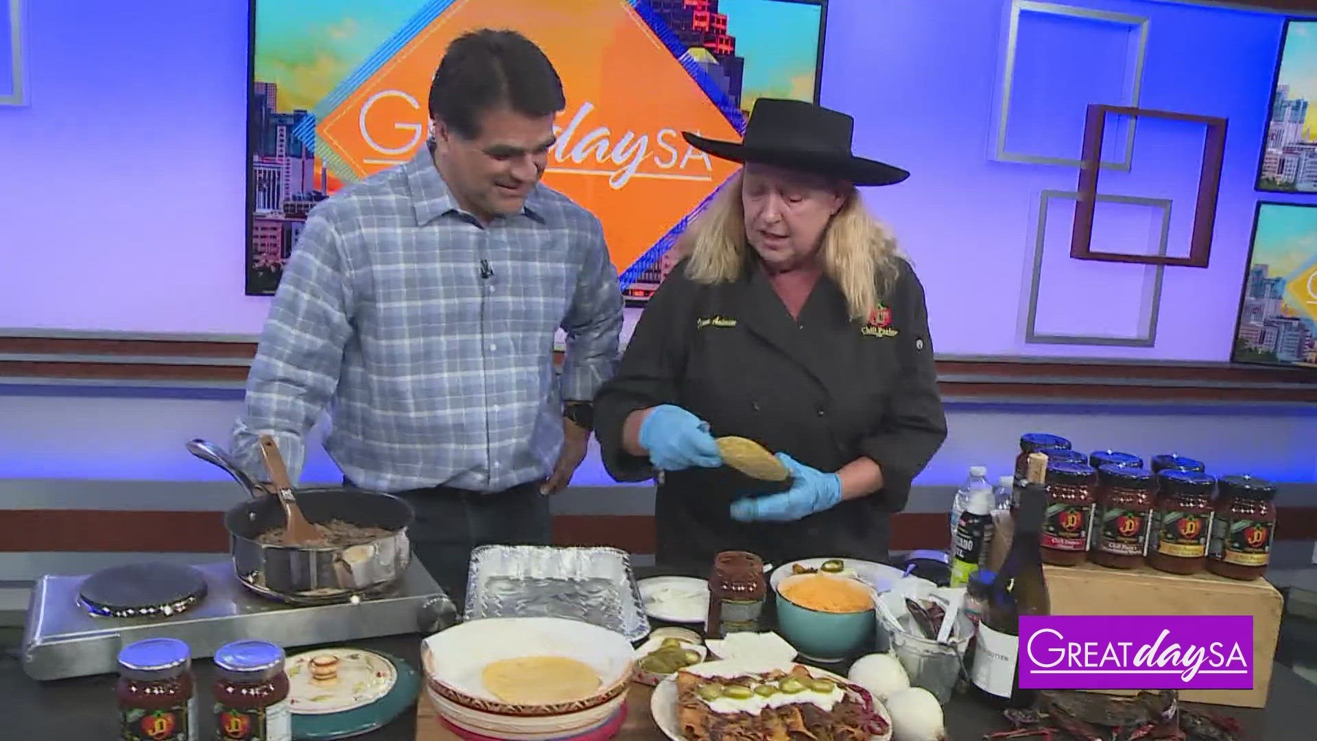 The Modern Chili Queen of Texas, Chef Diana Anderson, teaches Paul how to make an easy enchilada dish.