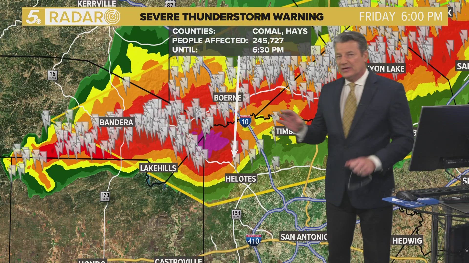 If you hear thunder or see lightning, go inside. Storms were moving southeast through the Boerne area around 6 p.m.