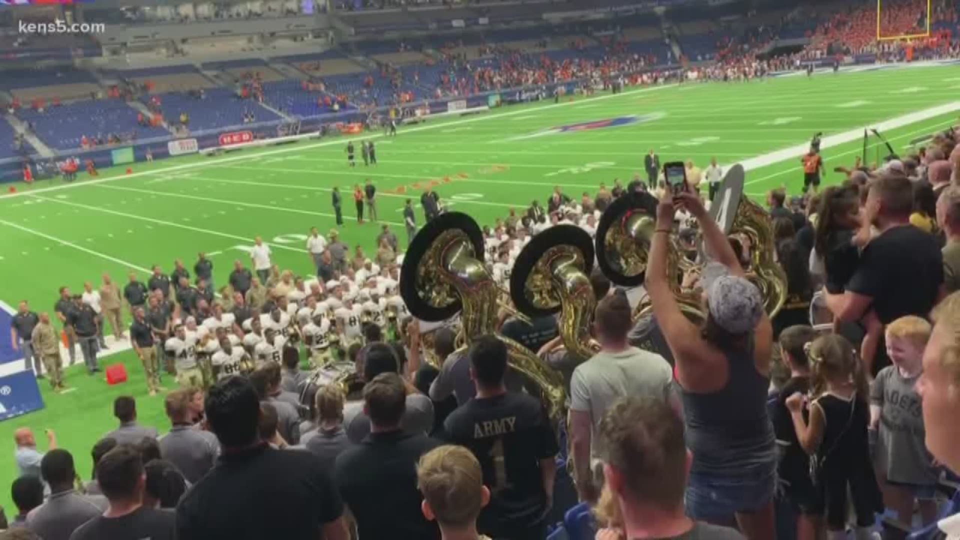 After the game, UTSA played its school song. Then, when the Army band started playing its West Point alma mater, UTSA’s band broke in with another song.