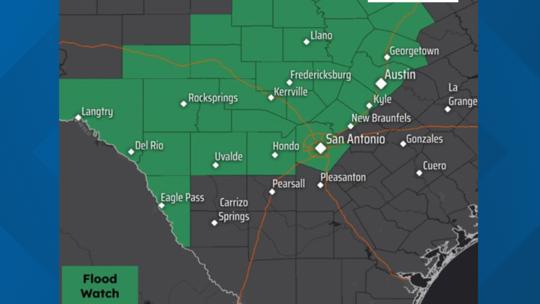 Flood Watch for counties outside San Antonio through Friday morning ...