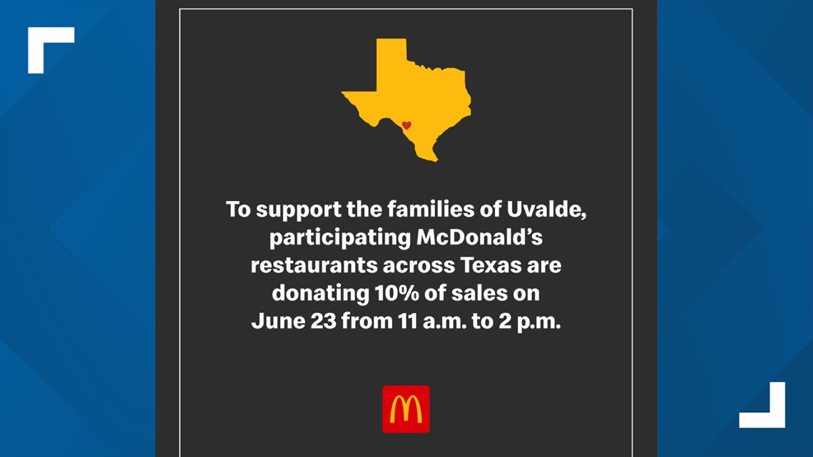 Texas McDonald's restaurants to donate some Thursday lunchtime proceeds to Uvalde victims - Vimarsana News