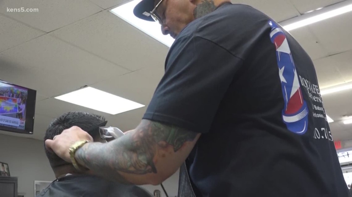 It's a simple act of kindness - a San Antonio barber shop offered free haircuts today to veterans. For the owner, it's a way to give back after life almost defeated him.