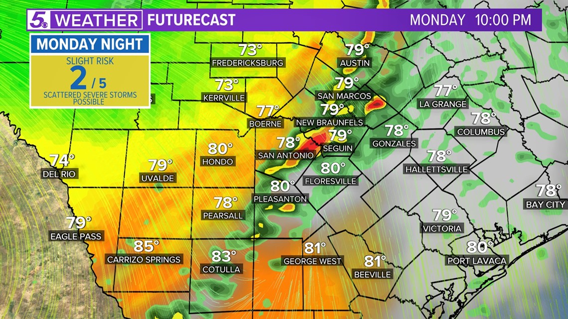 Unstable weather could bring severe storms into San Antonio on Monday