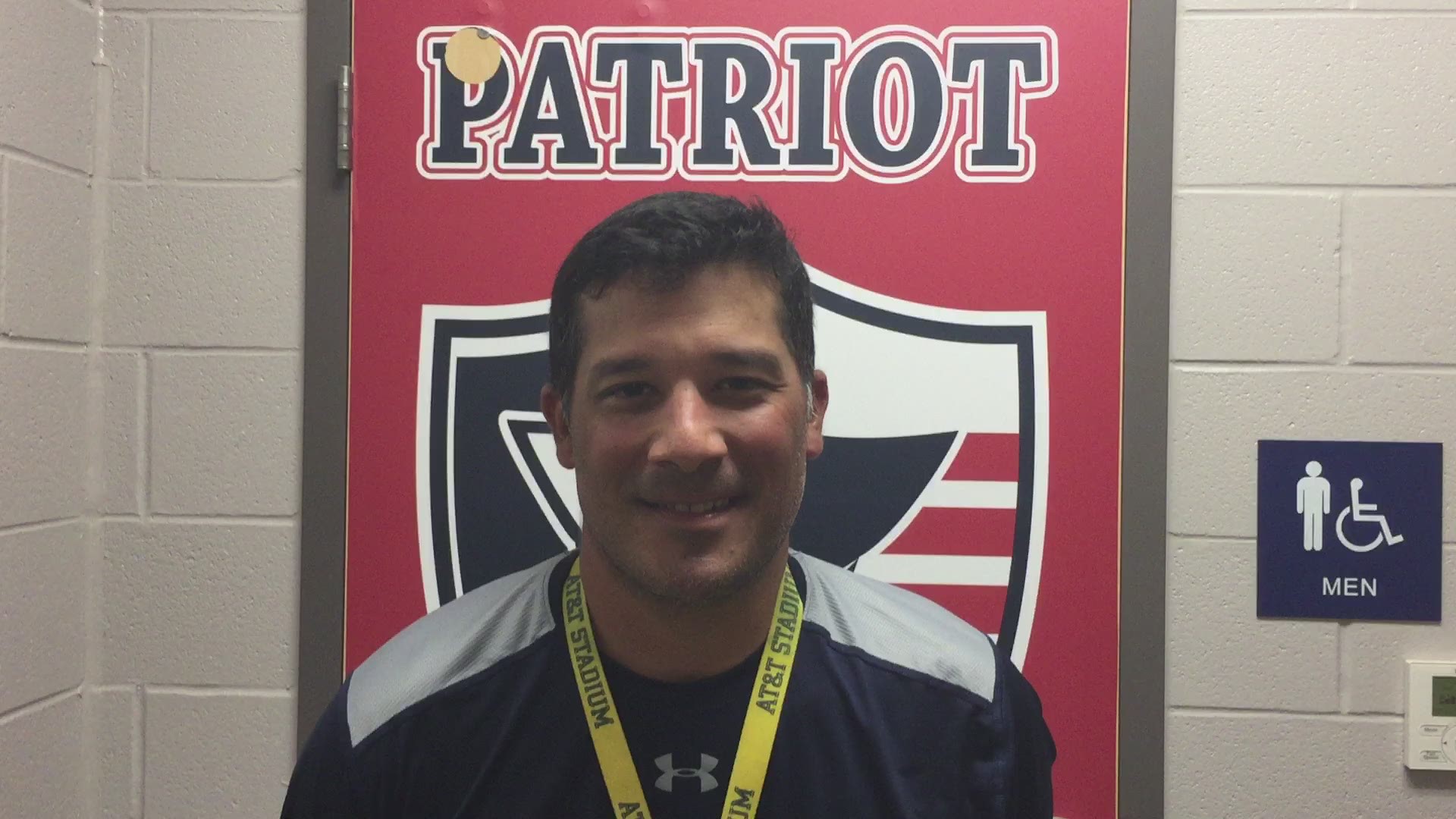 Veterans Memorial coach Richard Mendoza on the Patriots