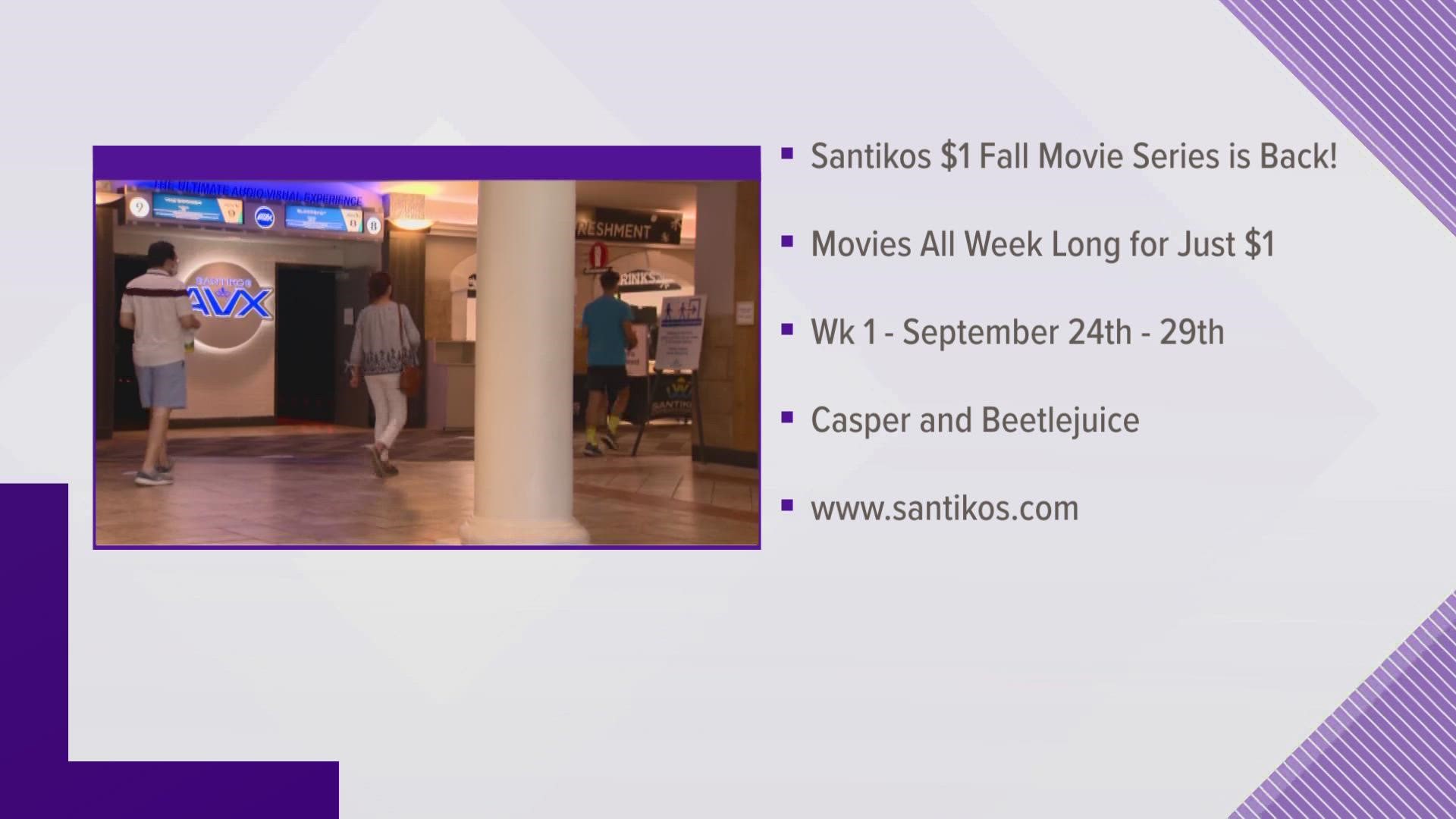 Between Sept. 23-29, you can catch Casper and Beetlejuice for $1 at every Santikos location except for Silverado.