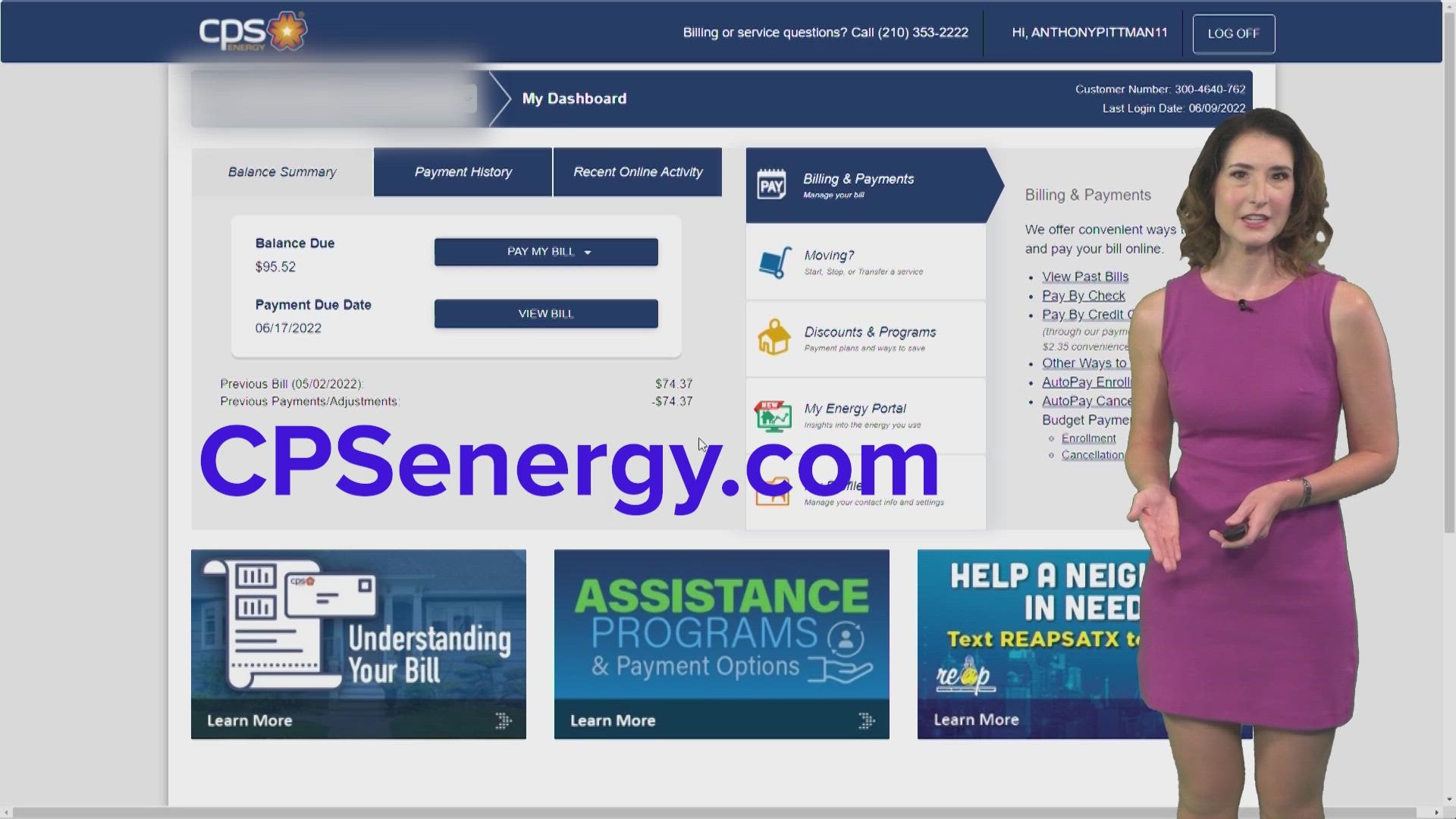 The CPS Energy online portal offers tips and ways to save energy, which will ultimately save you money.