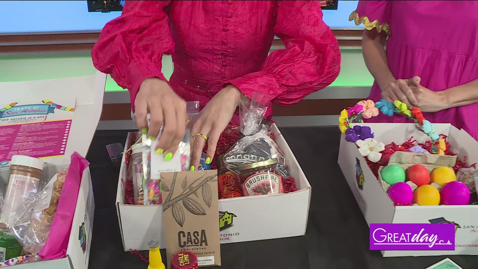 Roma learns how to make a custom gift box with San Antonio in a Box.