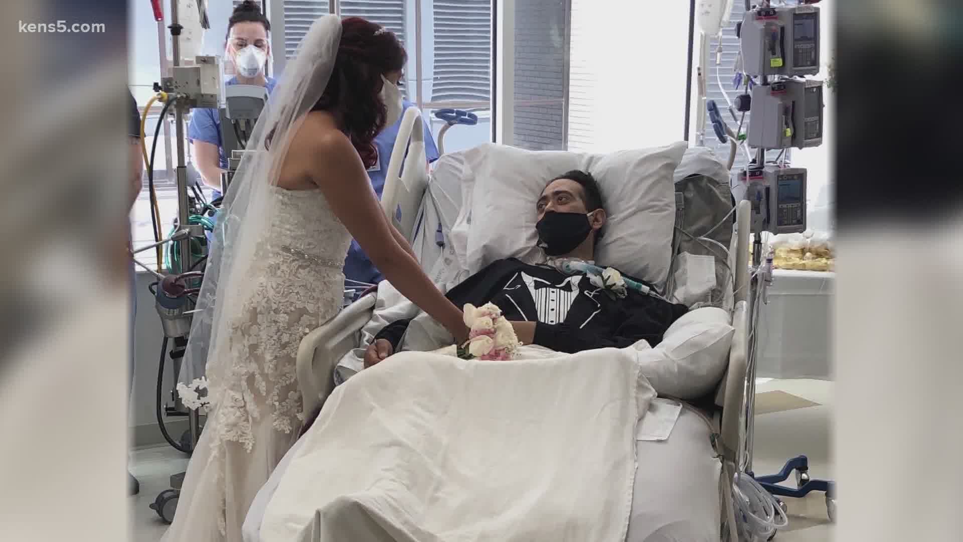A San Antonio man struggling to recover from coronavirus was able to say “I do” to his fiancee with the help of Methodist Hospital staff.