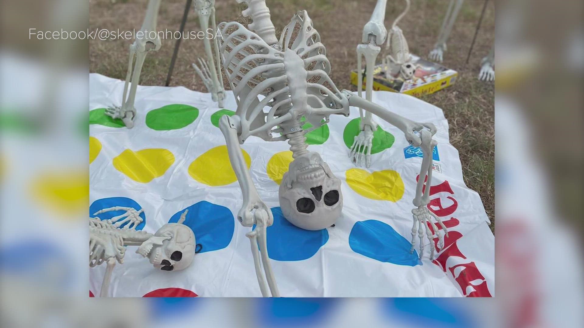 The family switches the display of bones out throughout the month of October.