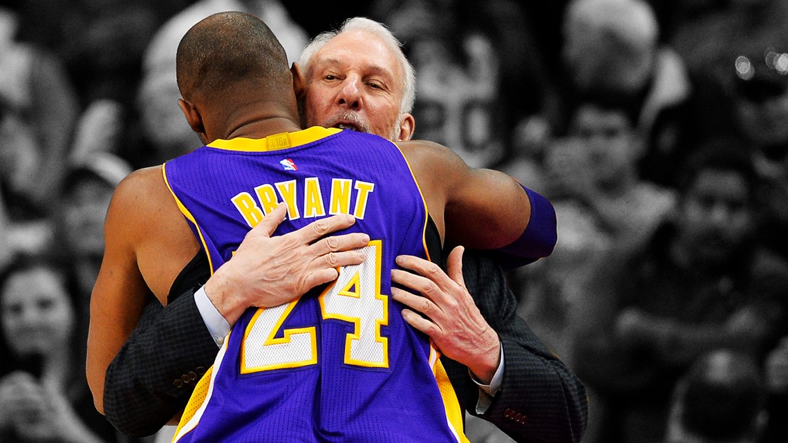 Coach Pop, Tim Duncan pay respects to Kobe Bryant at memorial at Staples  Center