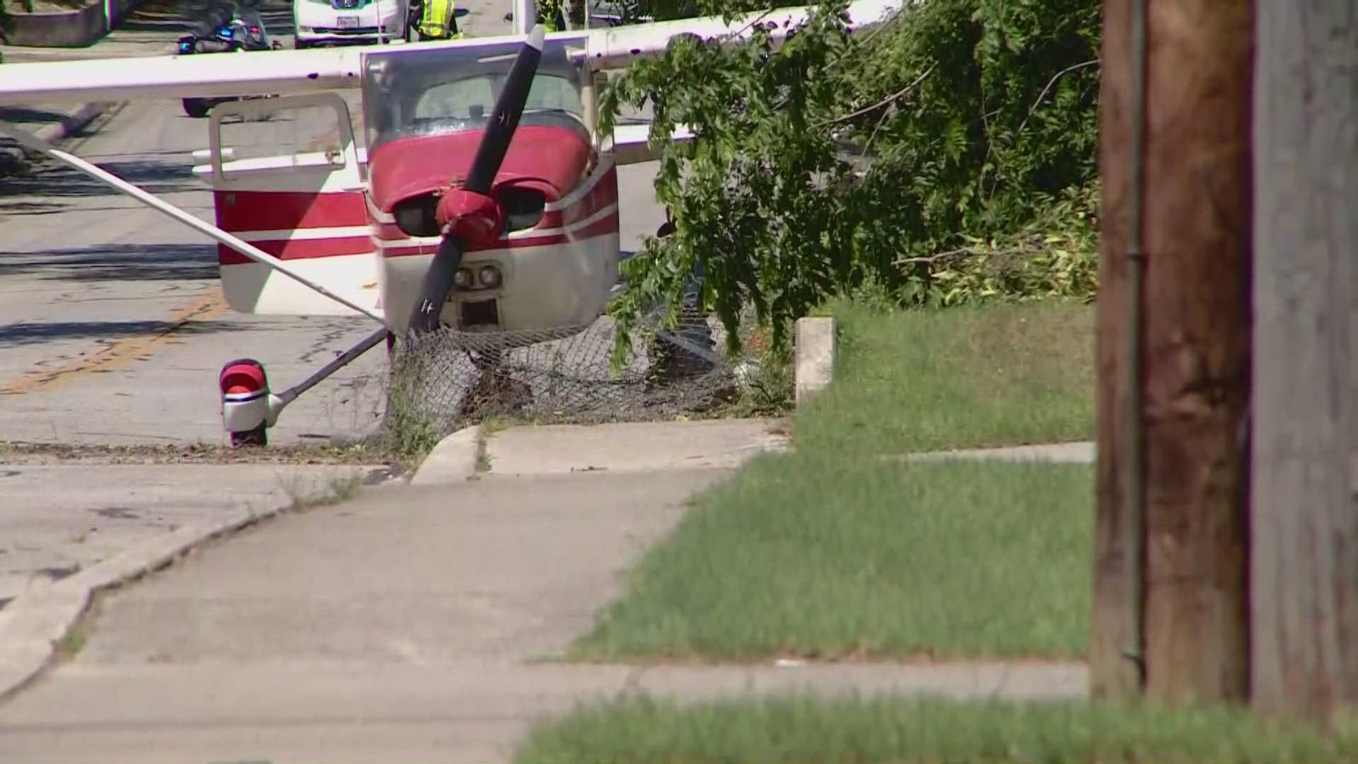 The plane landed on Heimer Road not far from Brooks Hollow Library.