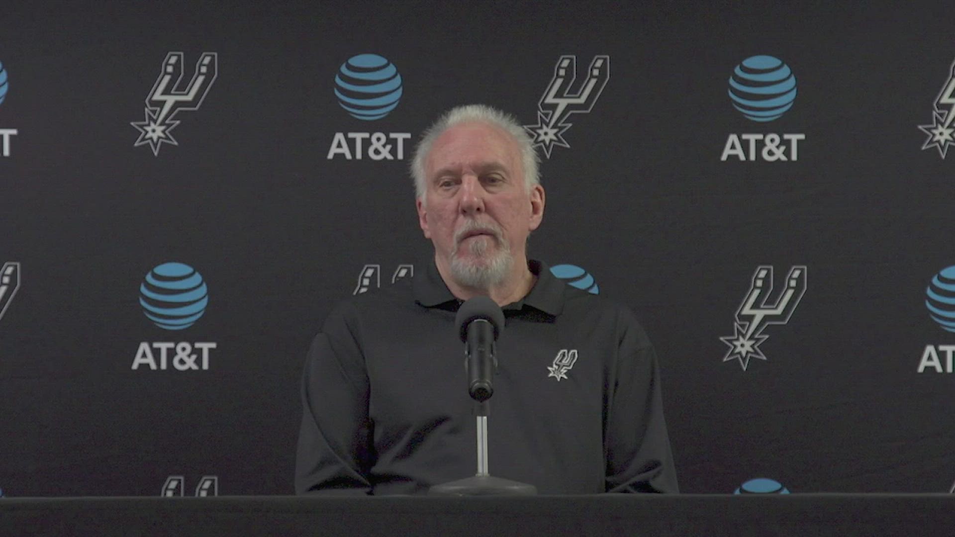 Popovich gave props to Jakob Poeltl, Tre Jones and Josh Richardson, and ignored his own historic milestone.