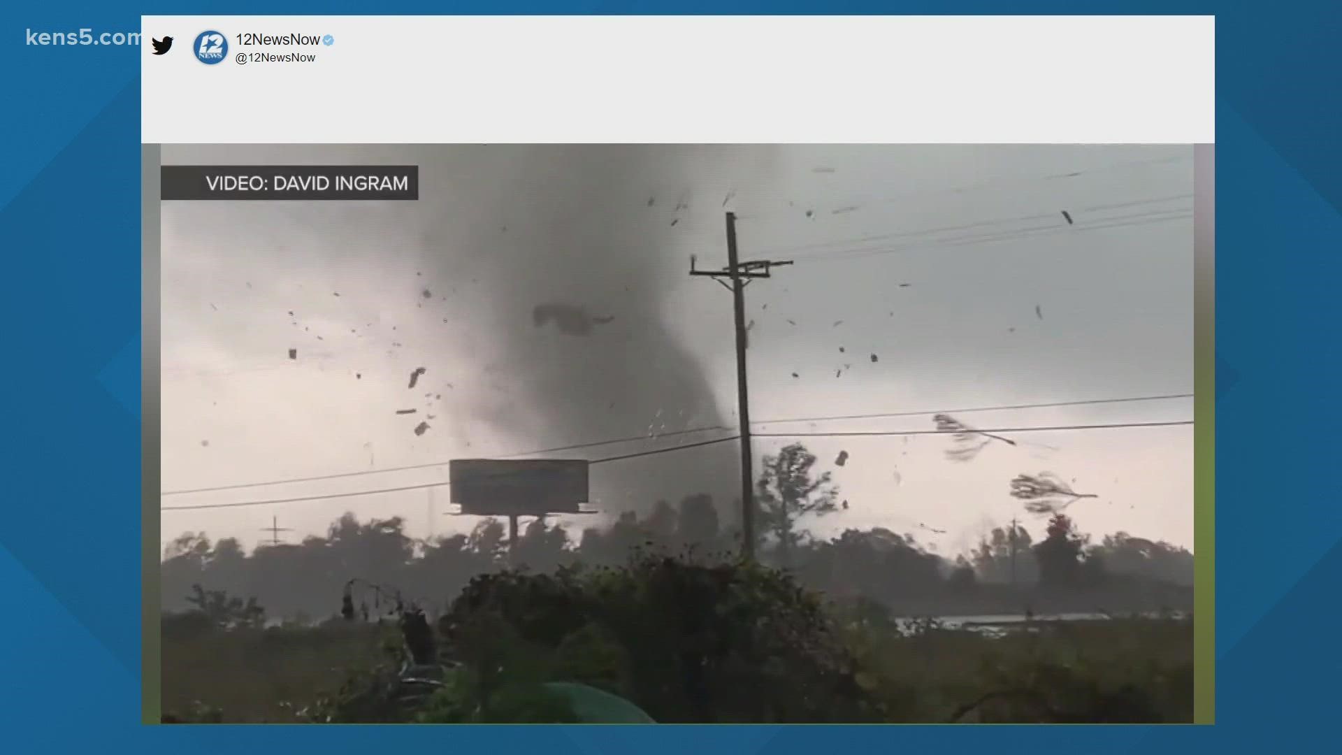 Caught on camera Tornado east of Beaumont Wednesday morning