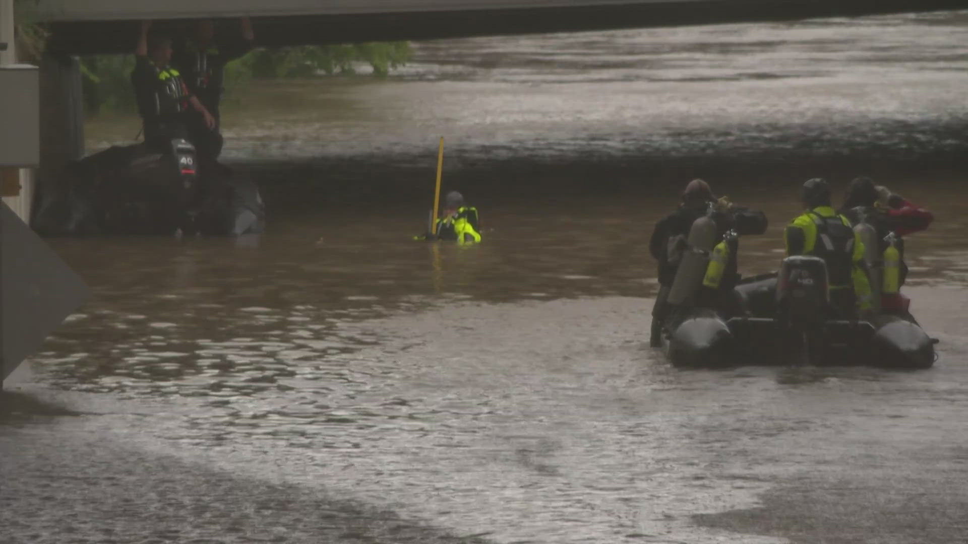 Information Security Officer Russell Richardson, 54, was on his way to work when he exited I-45 and ran into high water at the Houston Avenue underpass.