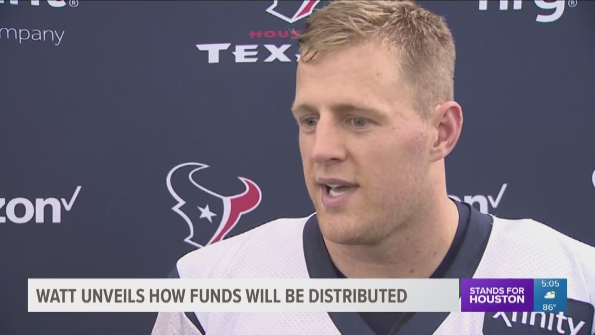 Houston Texans star J.J. Watt gave a report on where money for Harvey recovery is going a year after the storm hit Houston.