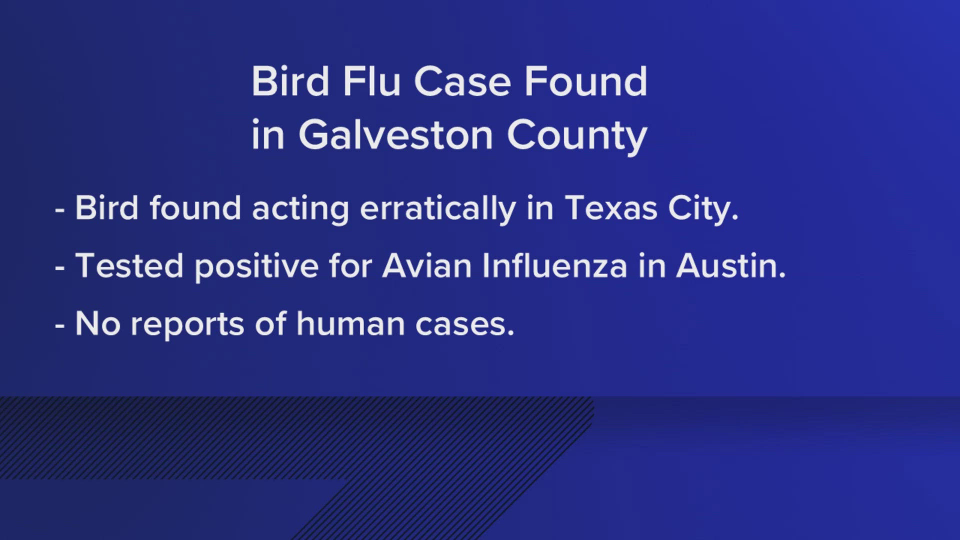 The Galveston County Health District is reporting its first positive case of Avian Influenza.