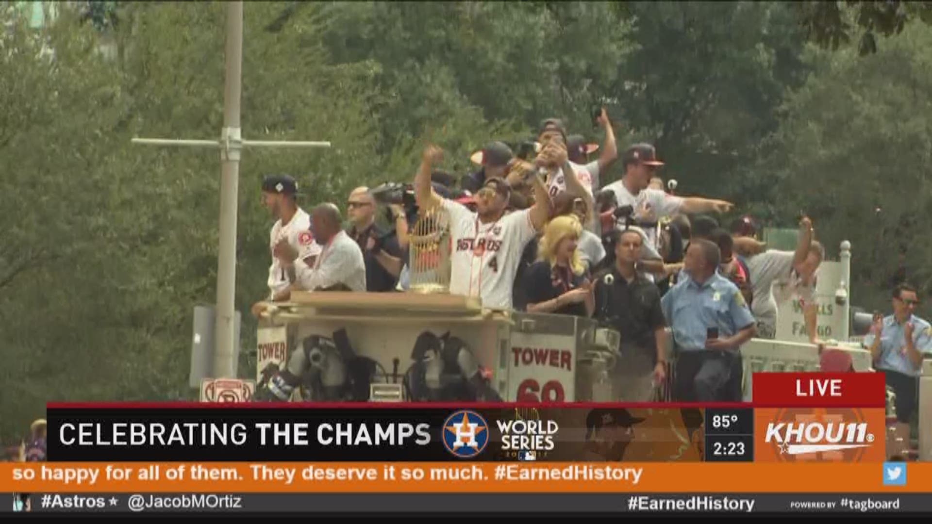 Astros playoff celebration underway in downtown Houston 