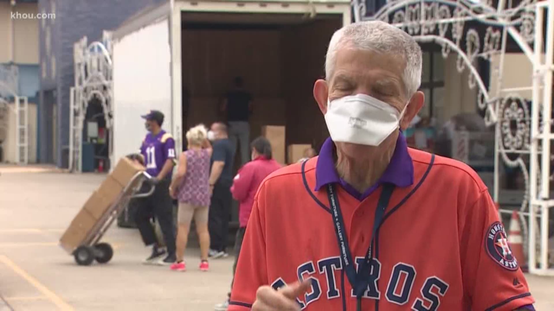 The Houston icon thanked the hundreds of volunteers who showed up to his North Freeway store to deliver care packages to home-bound seniors all across the city.