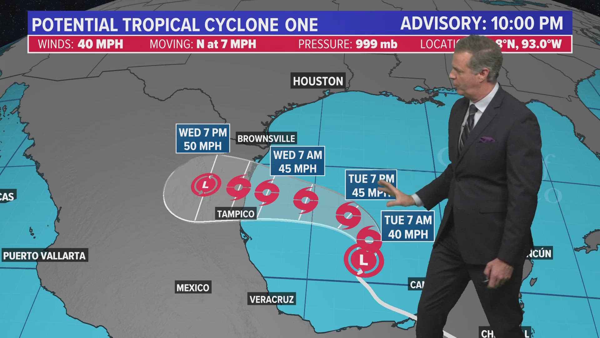 A tropical system is expected to move into Mexico, but it should bring rounds of tropical moisture into the Houston area.