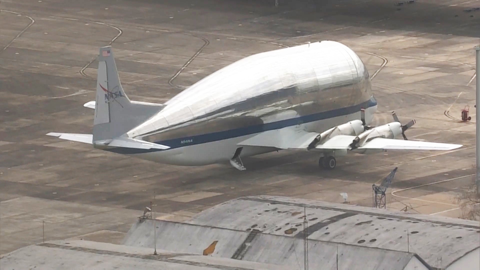 NASA’s cargo-transporting airplane, named the “Super Guppy,” was spotted in Houston on Thursday morning.