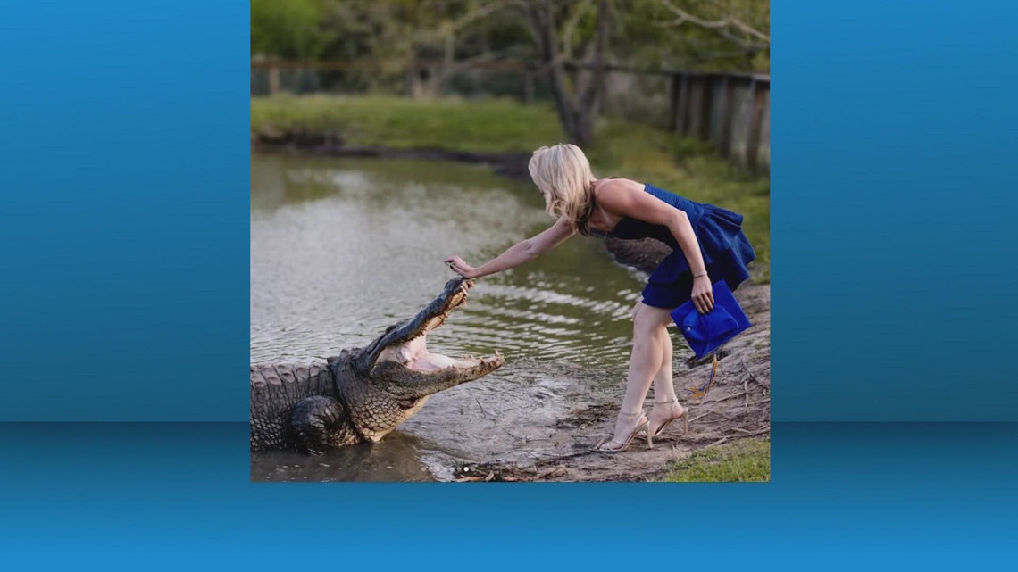 A Beaumont wildlife worker’s graduation photos with alligators — including one kiss — are going viral. Here’s what’s getting attention.