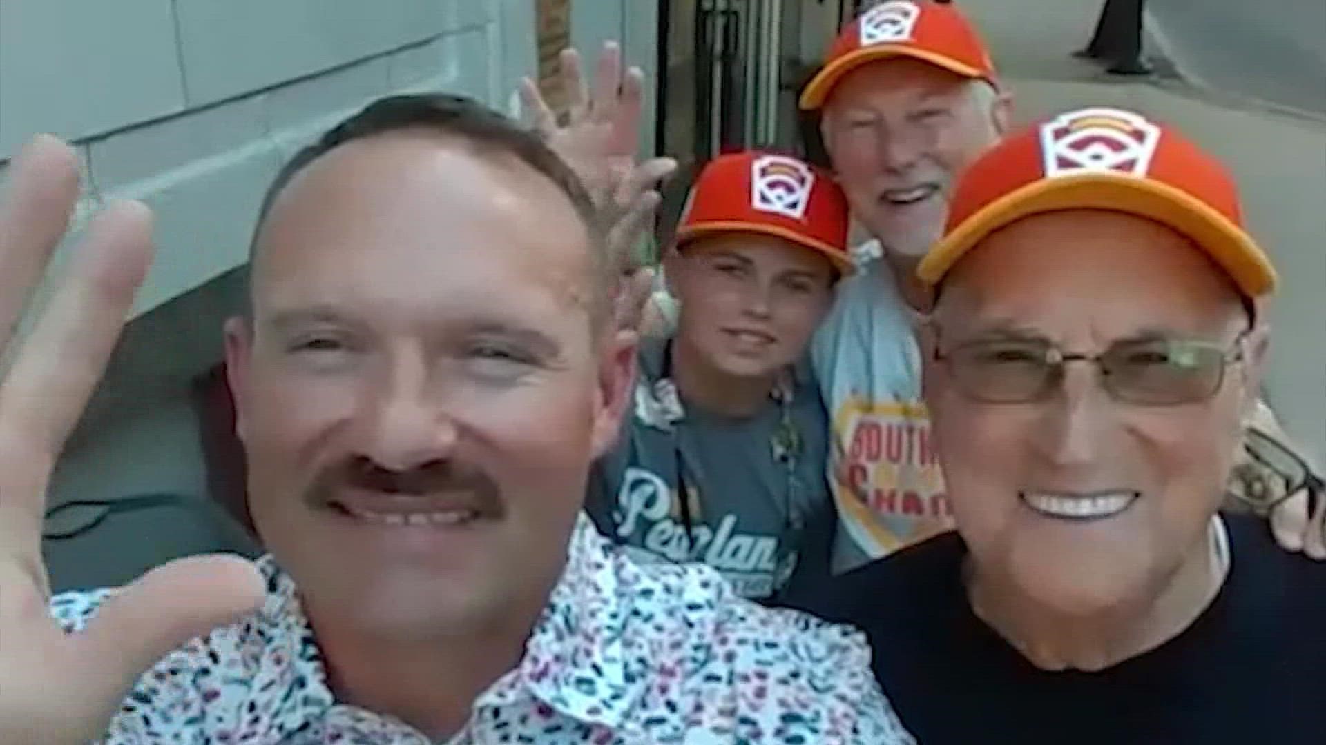 The Richardsons (son, father, grandfather, great-grandfather) are soaking in the fun at the Little League World Series.