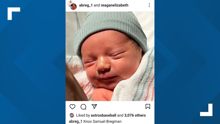 Alex and Reagan Bregman share photo of newborn baby boy