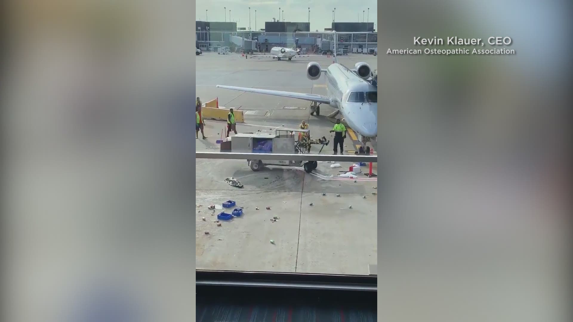 A small catering truck spun out of control at O’Hare International Airport Monday and began spinning around in circles next to a plane.