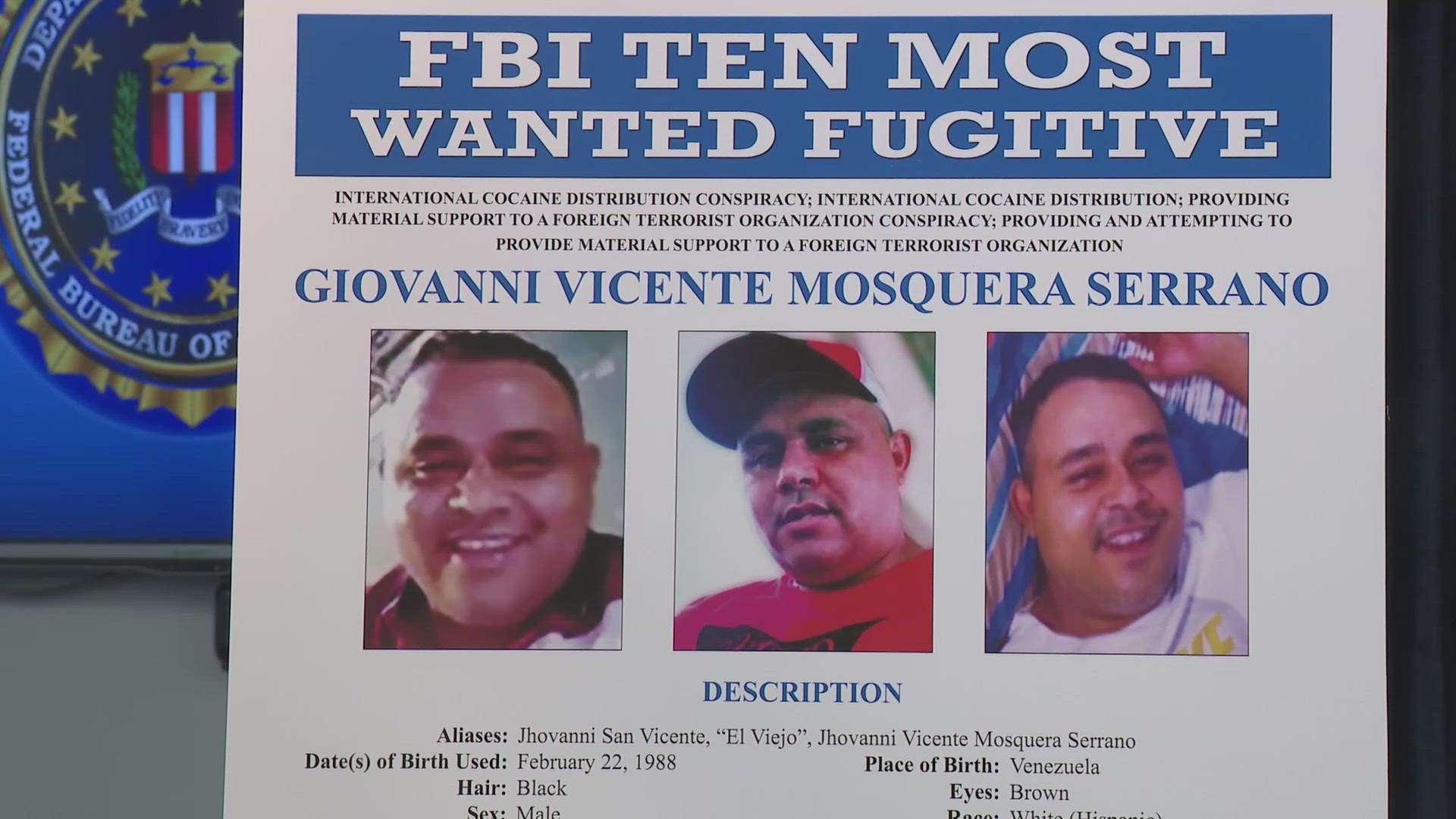 There's a $3 million reward for information leading to Giovanni Serrano's arrest and/or conviction.