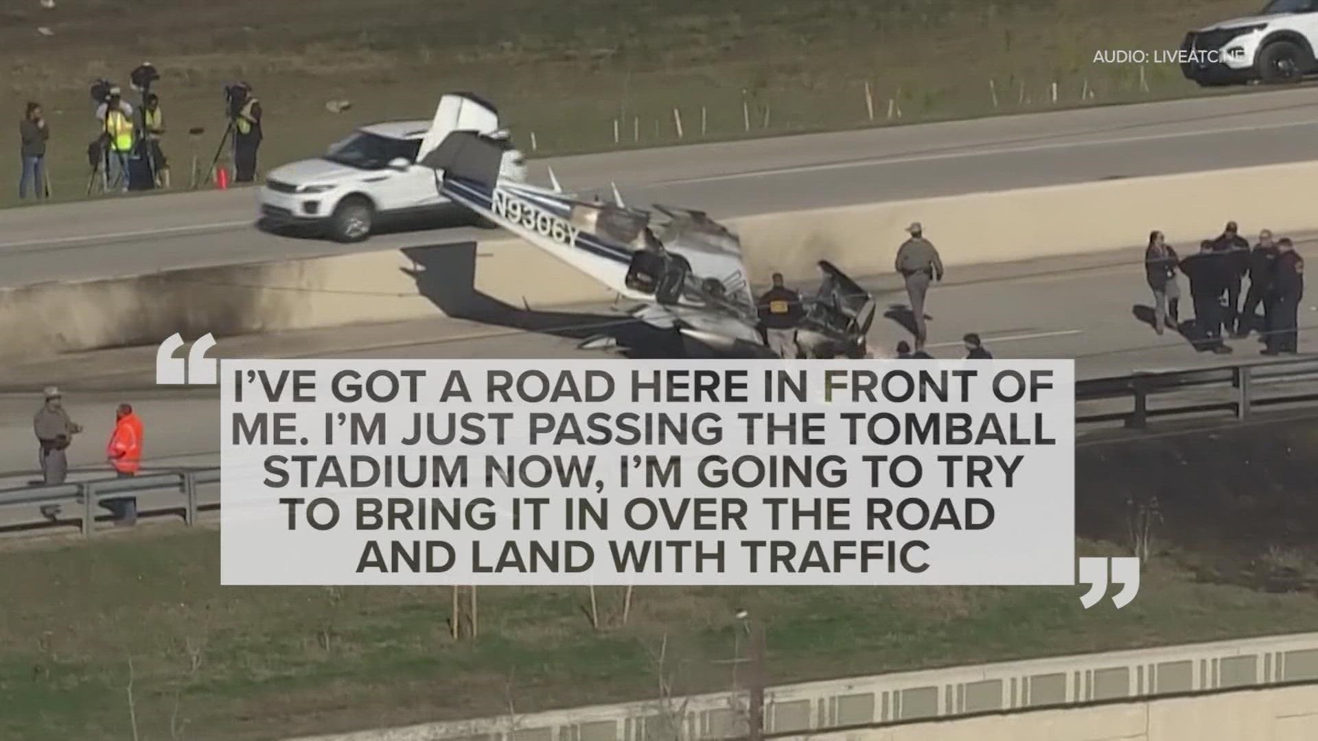 No injuries were reported after a small plane crashed on a northwest Harris County toll road.