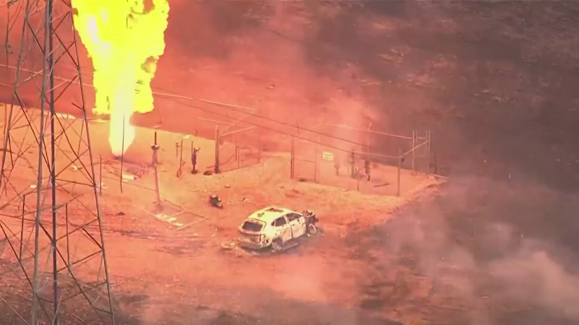 Burning car next to pipeline fire in Deer Park, Texas | kens5.com