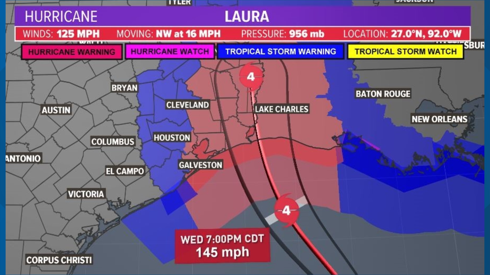 Could Hurricane Laura Shift West And Hit Houston Kens5 Com