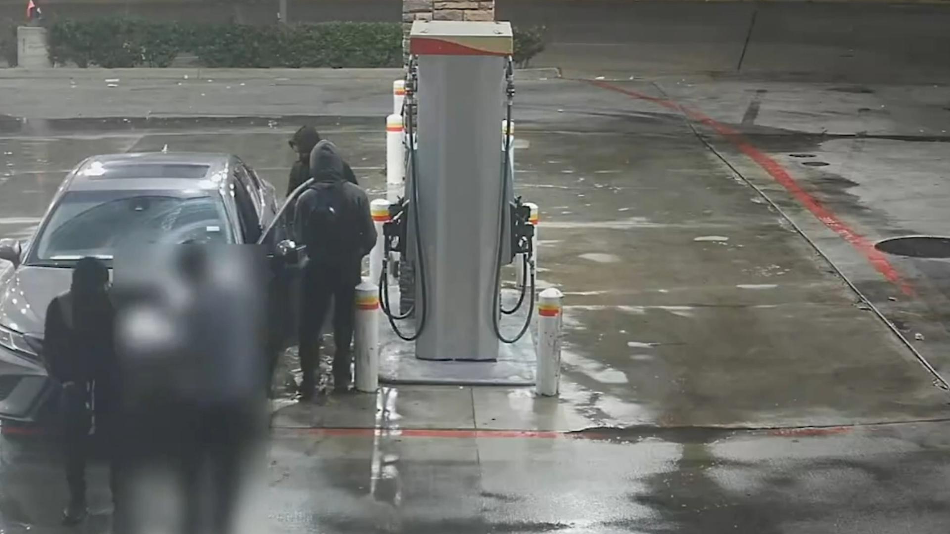 The carjacking happened at a gas station in southeast Houston. The car was found more than 10 miles away in southwest Houston.