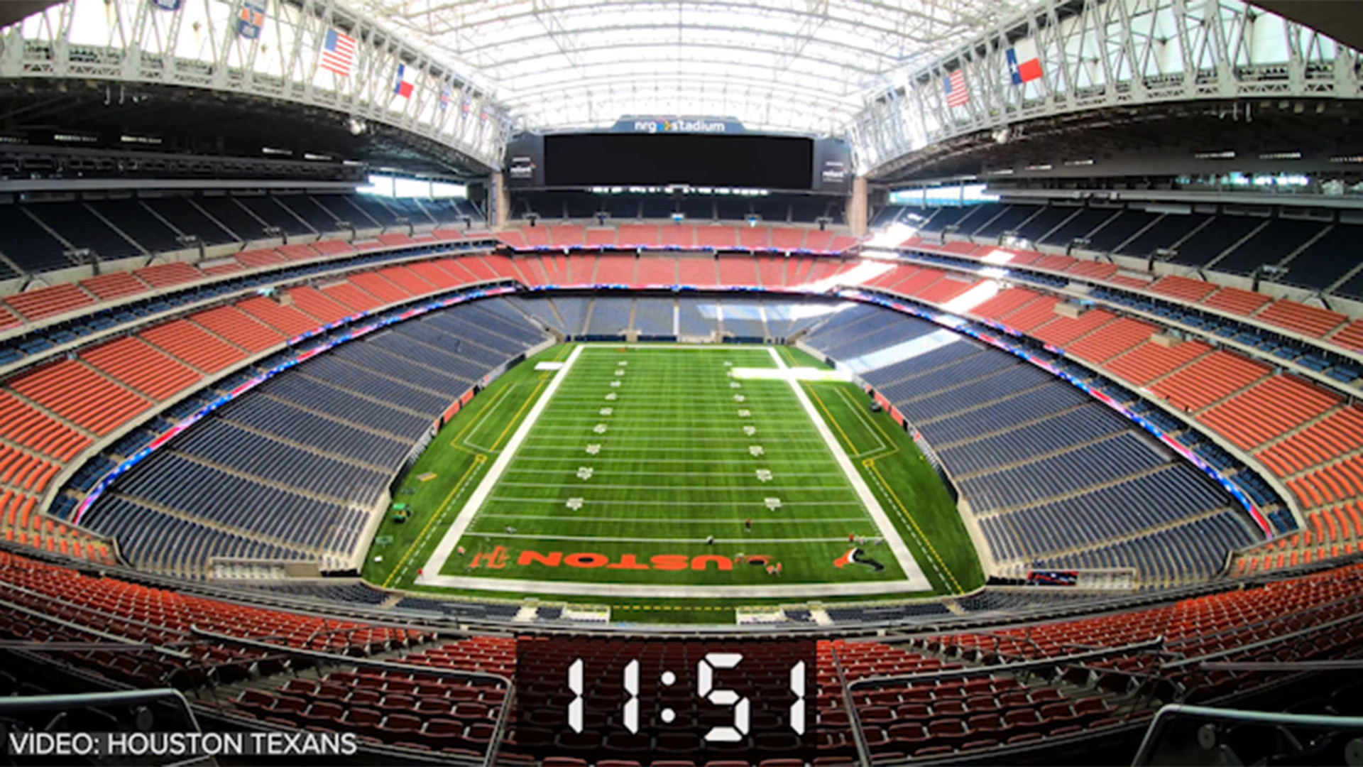 The roof at NRG Stadium is still damaged from Hurricane Beryl, so this time lapse is what it'll look like from the inside.